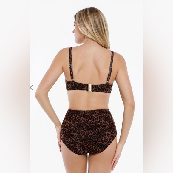 Popilush Shapewear Ruched Tummy Control Bikini Set LG Leopard - Picture 2 of 8